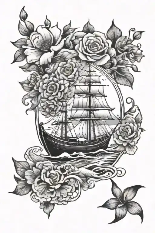 Boat Swimming Through Flowers