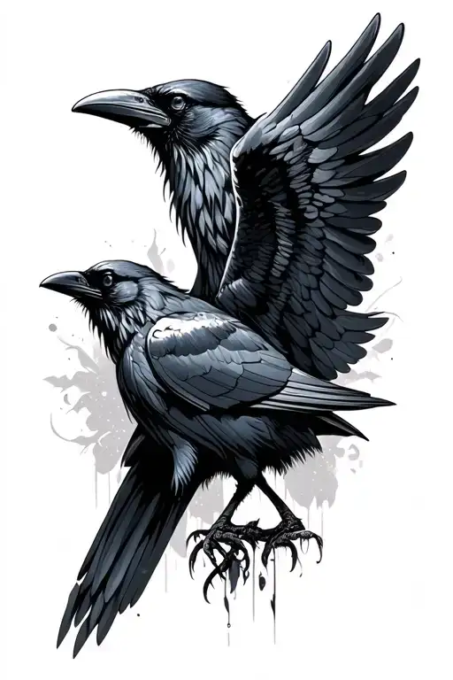 Raven With Sipped Wings