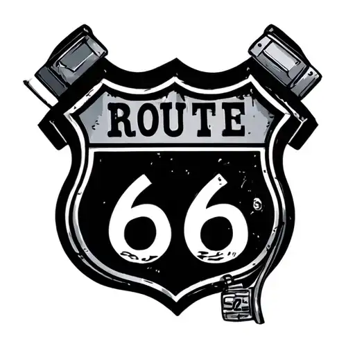 Route 66 Sign With Gas Pump