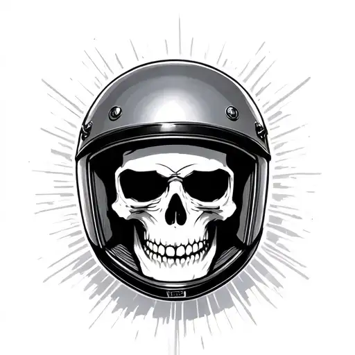 Skull In Moto Helmet