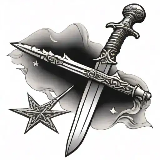 Sword In Front Of Usa Flag