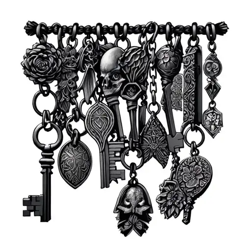 Key Chain With Different Pendants Hanging