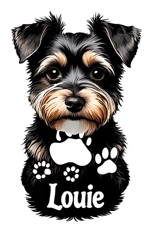 Dog's Name 'Louie' And Paw Print