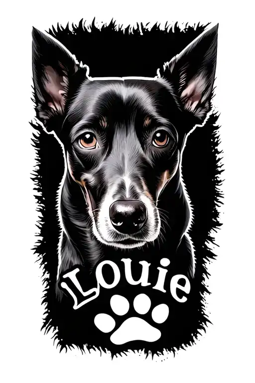 Dog's Name 'Louie' And Paw Print Inside