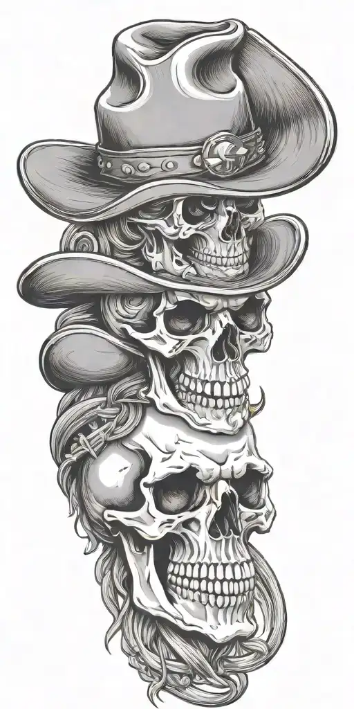 Skull With A Cowboy Hat And Horseshoe