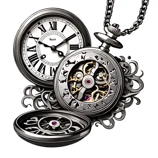 Pocket Watch Mechanism Intertwined