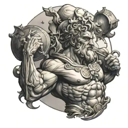 Greek Titan Atlas Carrying The World On His Shoulders