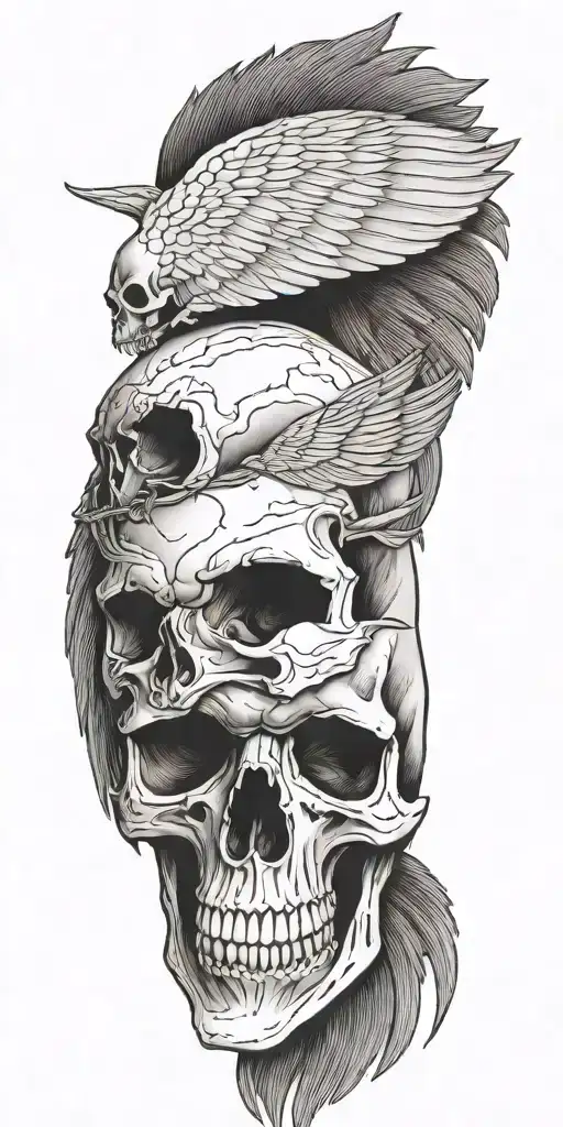 A Skull With Wings Symbolizing Courage And Freedom
