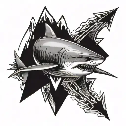 Shark And Mountain And Arrow