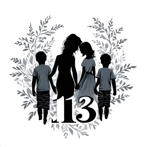 A Mother And 2 Sons Incorporating The Number 13