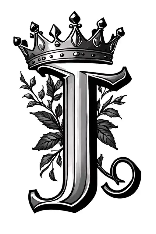J Initial With 6 Point Crown