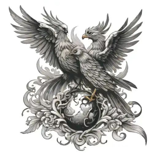 Two Phoenixes Look At The Fireball