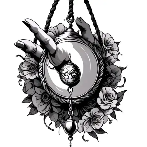 Hand Of A Woman With A Pendulum Hanging From A Fine Rope