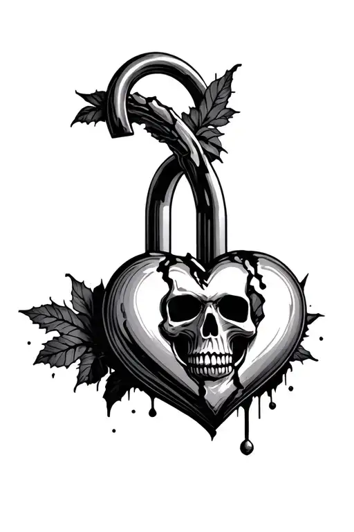 Skull Broken Heart Shaped Lock