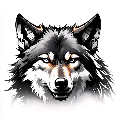 Wolf Tattoo With Cybernetic Parts Full Sleeve Tattoo Design