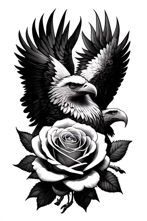 Eagles With Rose Blackground