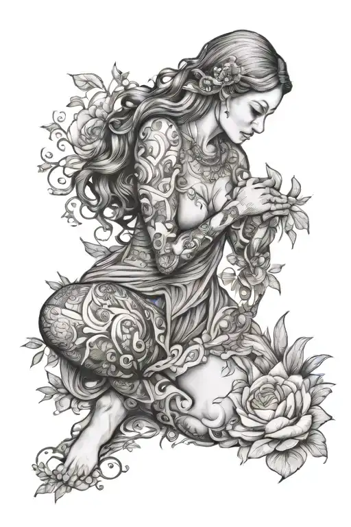 Mother Nature Kneeling Woman