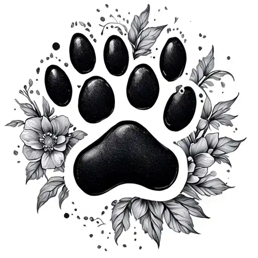 Floral Paw Print Surrounded