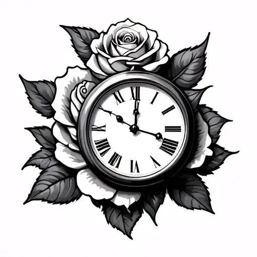 Rose Neck Tattoo Clock