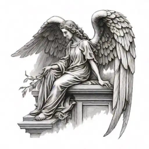 Realistic Angel With Architecture