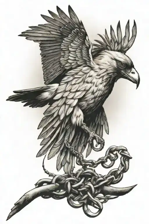 Stresemann's Bushcrow Flying Away With Chain Tied To Legs