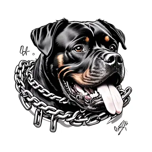 Chain Going Up My Arm With A Rottweiler On It