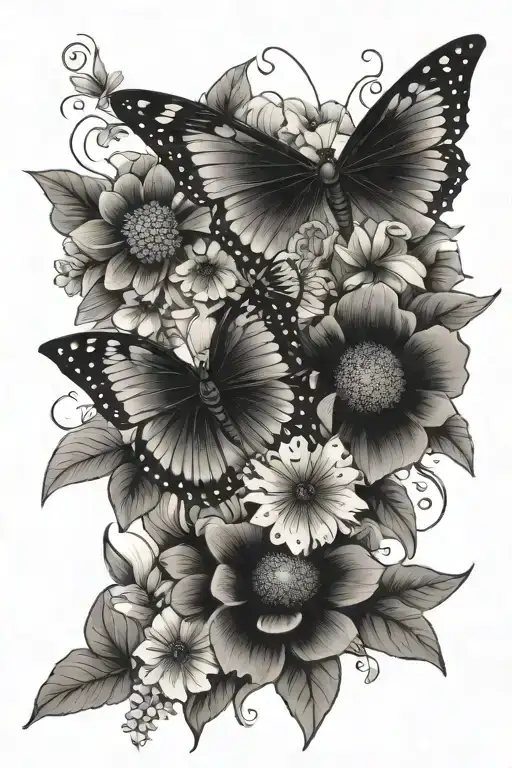 Butterfly And Flowers
