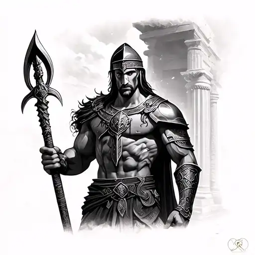 Spartan Warrior Under A Temple