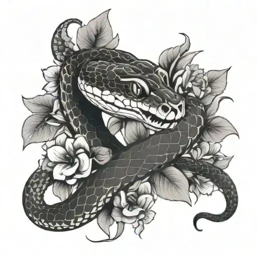 Snake And Flowers