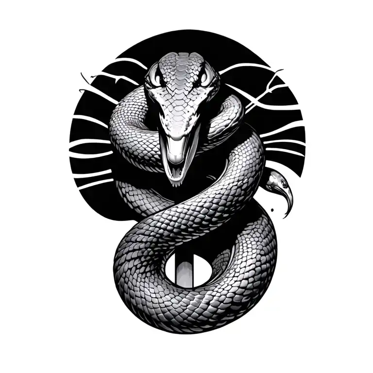 Cross Killing A Snake Coiled