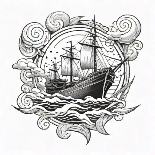 Taurus Basketball And Ship Sailing Through Stormy