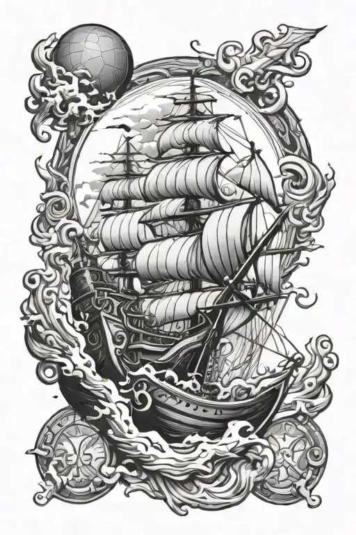 Taurus Basketball And Ship Sailing Through Stormy Sea