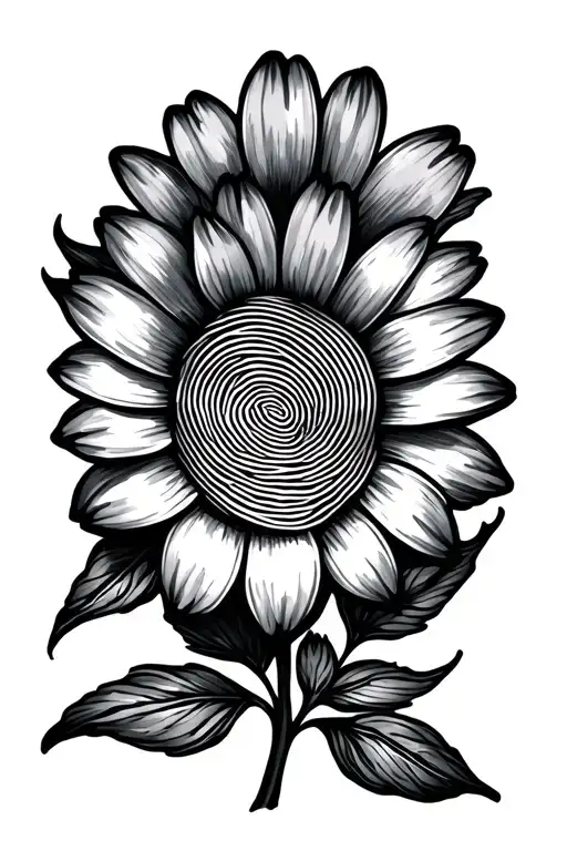 Fingerprint With Flower In Line Fine Black