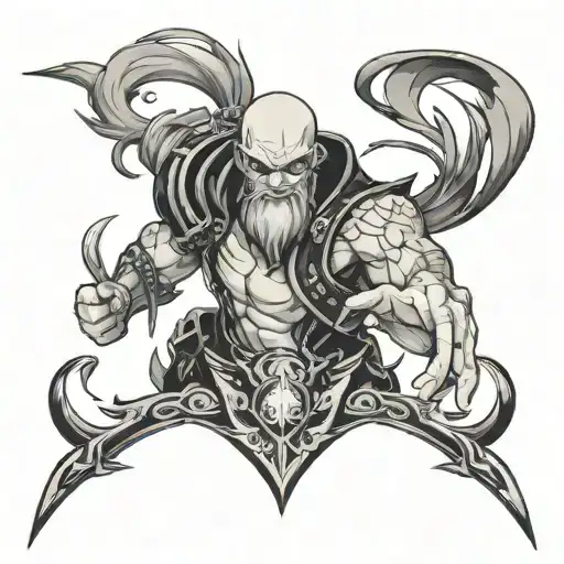 Make An Image Of An All Black Tattoo Of League Of Legends Singed