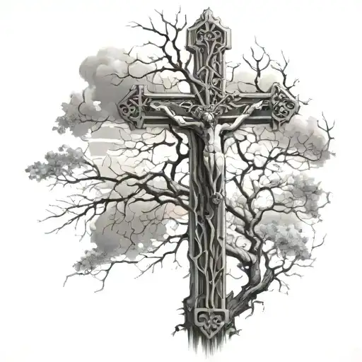 Sleeve Tree Cross With Crucified Jesus