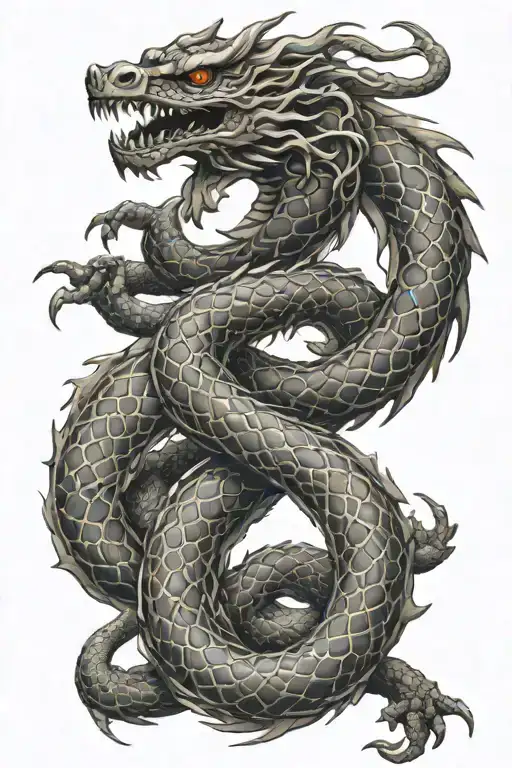 Snake Coiled Dragon Jap Patterns