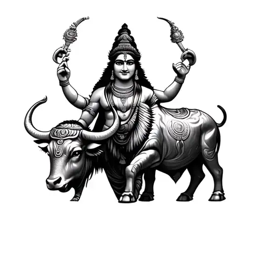 Lord Shiva And Nandi Bull Infront