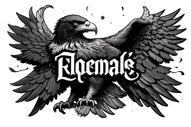 Creat Name Cover Up Eagle Tattoo Design