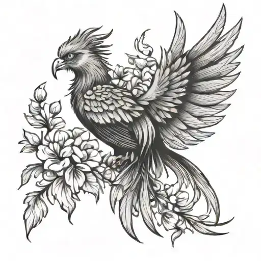 Phoenix Bird And Flowers