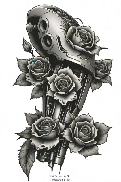 Bionic Cyborg Arm With Flowers