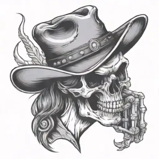 Cowboy Scull Middle Finger Finger Gun