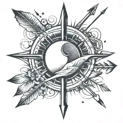 Arrows With The Sun And Moon Merging Together