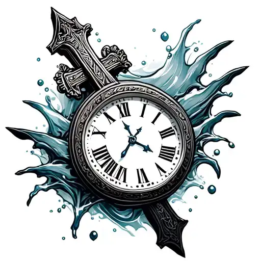 Cross With Clock And Water