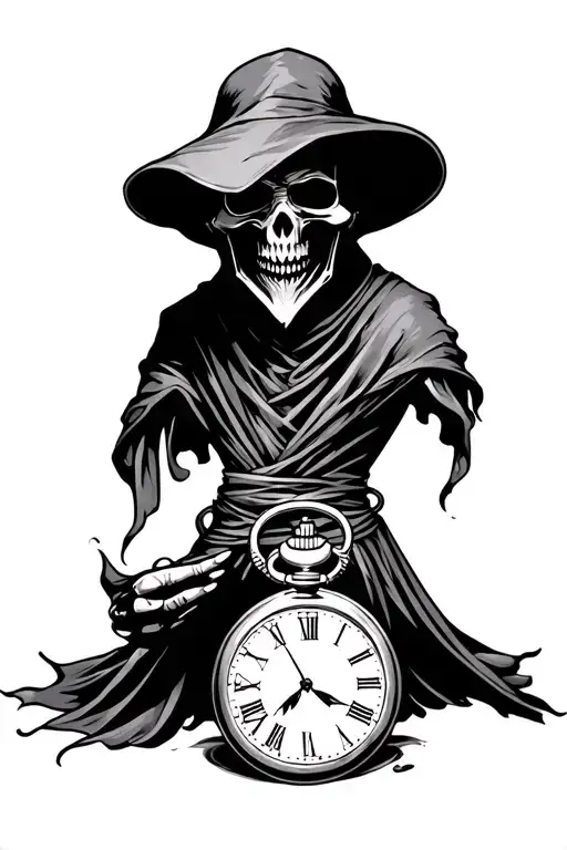 Grim Reaper Holding Pocket Watch