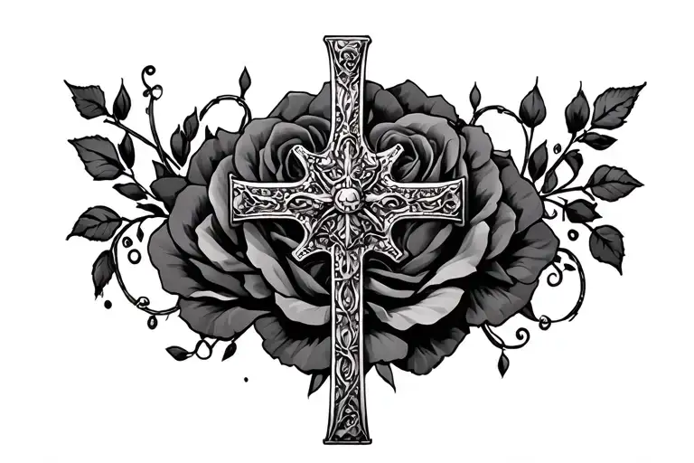 Cross Necklace And Clown And Roses