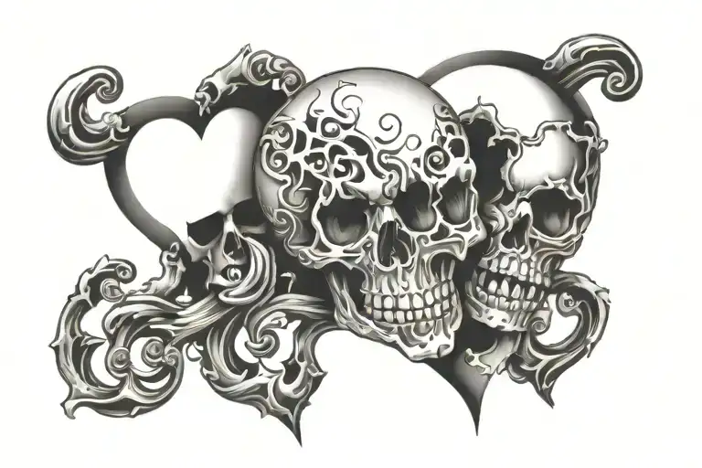 Broken Heart With Skull Face Morphing