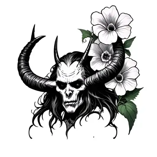 Satan With Hollyhocks On The Horns