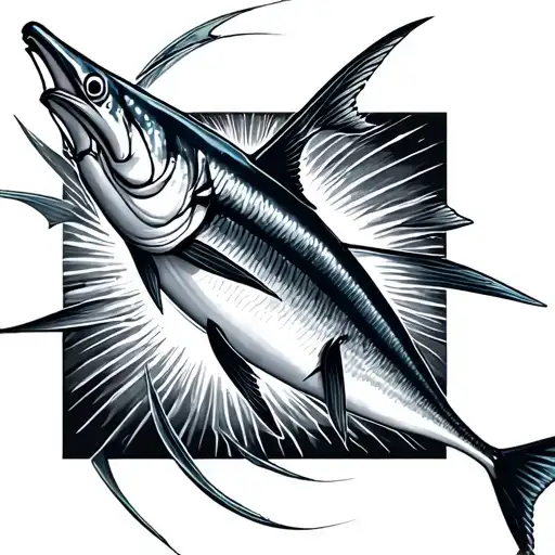 Striped Marlin Fine Line Abstract