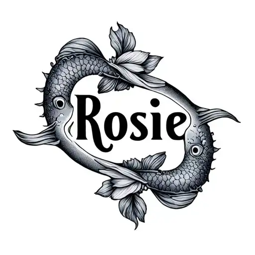 Rosie Name With Pisces Sign Incorporated Simple