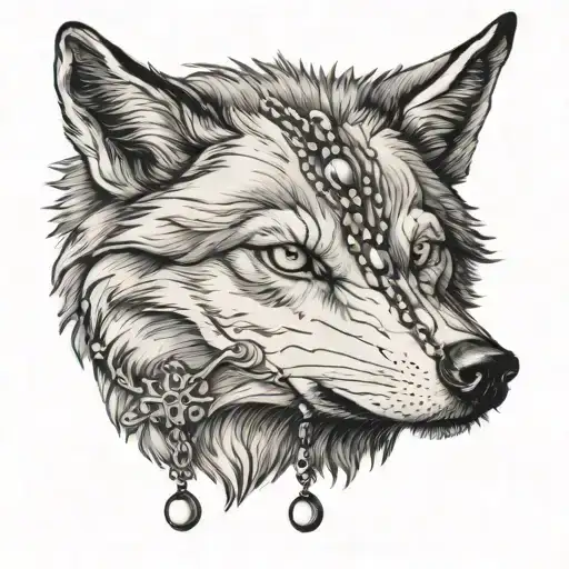 Wolf With A Rosary Beads